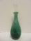 Green Controlled Bubble Art Glass Decanter with Clear Stopper