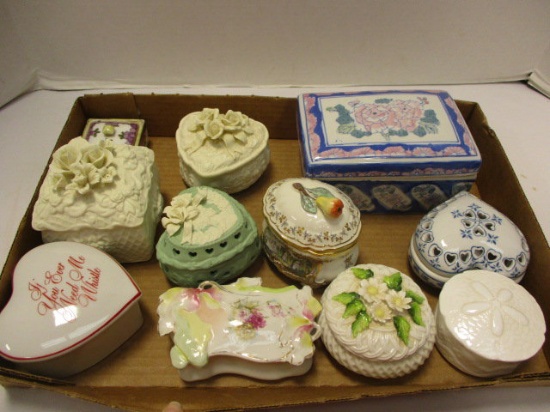 Tray of Lidded Trinket Boxes