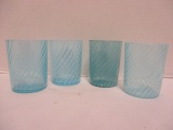 Four Blue and White Swirl Glasses