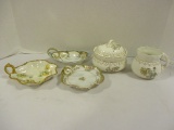 Porcelain Ware-Three Nappy Dishes, Creamer and Butter Dish