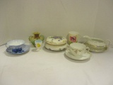 Lot of Misc. China-Cups/Saucers, Powder Box, Gravy Boat, Vase, etc.