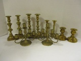 Five Pairs of Brass Candle Holders