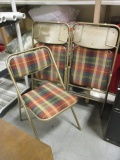 Three Samsonite Metal Folding Chairs with Fabric Seats