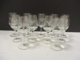 11 Cordial Glasses with Eagle Emblem