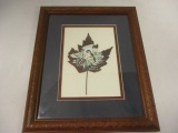 Framed and Matted Dena Eubanks Hand Painted Maple Leaf