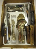 Silverplated Flatware and Knives in Organizer
