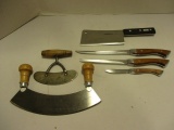 Hoffritz Meat Cleaver, Two Handle Rocker Cutter, Vintage Chopper and
