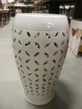 White Pottery Pedestal Stand with Lattice Design