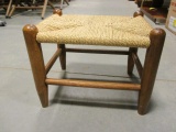 Wood Foot Stool with Woven Seat
