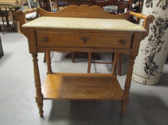 Oak Wash Stand with Culture Marble Top