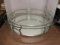 Round Mirrored Display Tray with Glass Top
