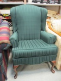 Green Stripe Wingback Chair