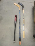 Easton and Mylec Hockey Sticks and Louisville Slugger 22 oz. Bat