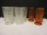 Five Clear and Three Amber Vintage Glasses