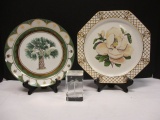 Historic Charleston Foundation Plates with Stands and Paperweight