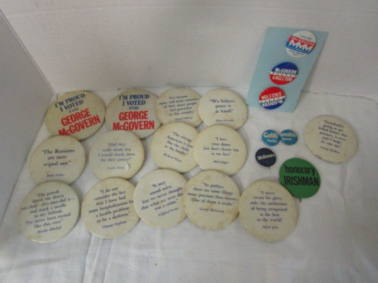 Campaign Buttons  for George McGovern and Presidential Quotes