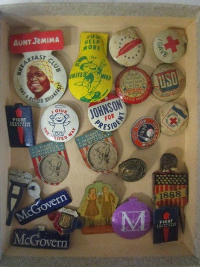 Various Buttons and Pins from History