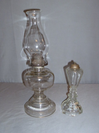 2 Old Oil Lamps - Small One Has Been Electrified