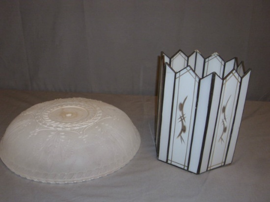 2 Antique Light Shades -One on right came from rock house in Greer SC