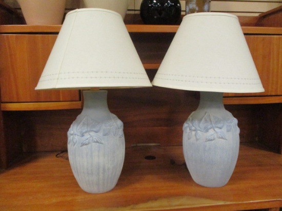 Pair of Blue Ceramic Lamps