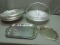 4 Large Silver Wicker Baskets & 2 Serving Trays