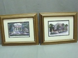 2 Framed & Matted Pictures of Charleston approx. 11