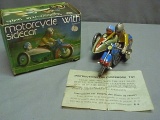 NIB Windup Metal Motorcycle Toy w/Side Car