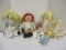Raggedy Ann Doll, Wood Spool Doll, Hand Crafted Rabbit and Dolls