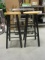 Pair of Black Stool with Wood Grained Tops