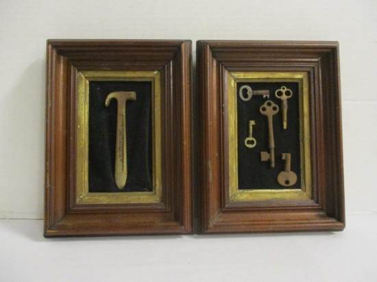 Skeleton Key and Wellston Mini Hammer Mounted and Framed