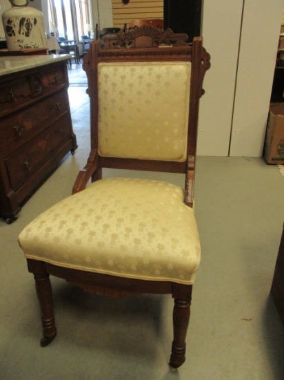 Antique Eastlake Style Chair with Upholstered Seat and Back