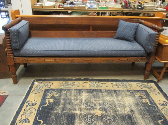 Wooden Bench with Upholstered Cushion