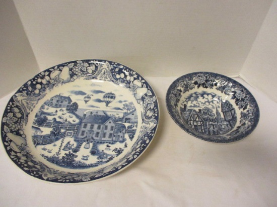 Two Blue and White Decorative Bowls