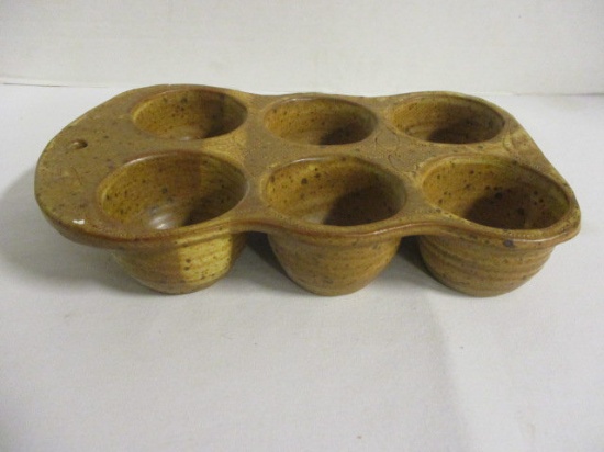 Signed Pottery Muffin Pan