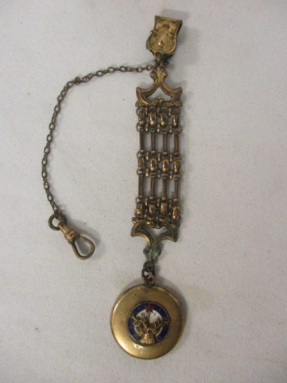 Antique Men's Pocket Watch Fob with Stag Head Locket