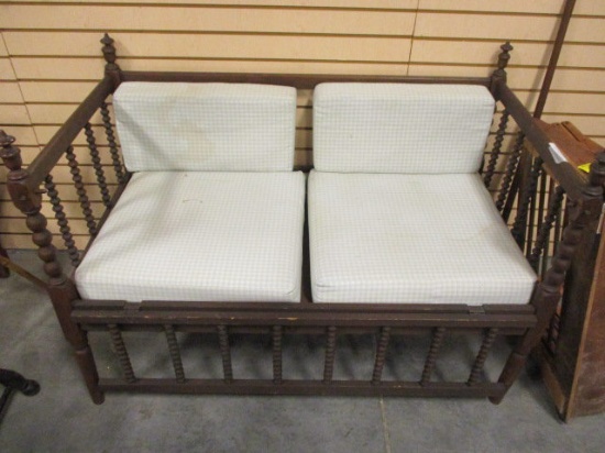 Antique Spool Eastlake Crib Converted to Loveseat Bench
