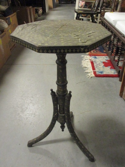 Antique Early 19th Century Silver Inlaid Armenian Tripod Table