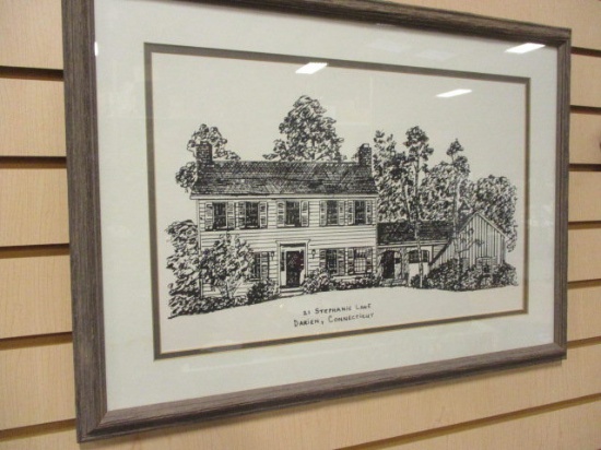 Framed/Matted Architectural Elevation of "21 Stephanie Lane, Darien, Ct.."