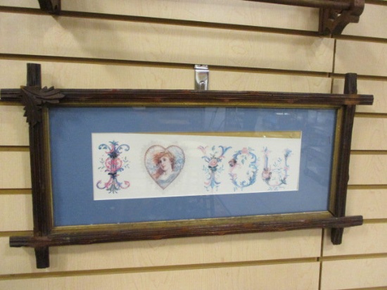 Antique Frame with Julie Pearson "I Love You" Print
