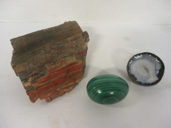 Green Stone Egg, Geode and Chunk of Granite