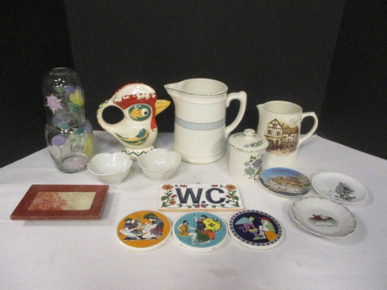 Misc. Lot-Creamers, Pitchers, Night Carafe, Coasters, etc.