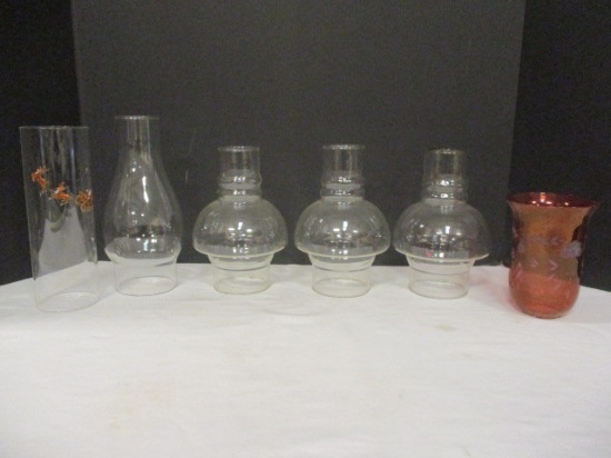 Lot of Glass Chimneys and Shades