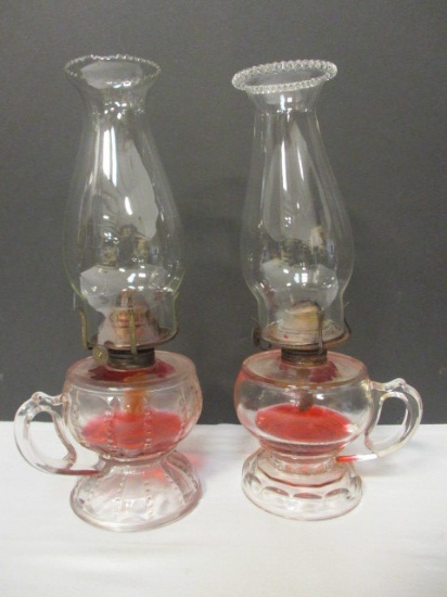 Two Oil Lamps with Handles