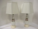 Pair of Porcelain Lamps with Grape Vine Designs