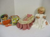 Basket Doll Bed, Pinocchio/Snow White Fabric Story Book Doll,