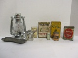 Lantern, Vintage Product Packages, Pewter Tray and Jelly Jar