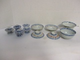 Blue and White Candle Holders and Rice Bowls