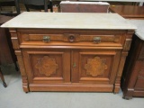 Antique Marble Top Cupboard with One Drawer