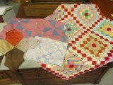Vintage Hand Stitched Quilt Top, Doll Blanket, Lap Throw and Dollies