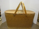 Vintage Woven Picnic Basket with Rack